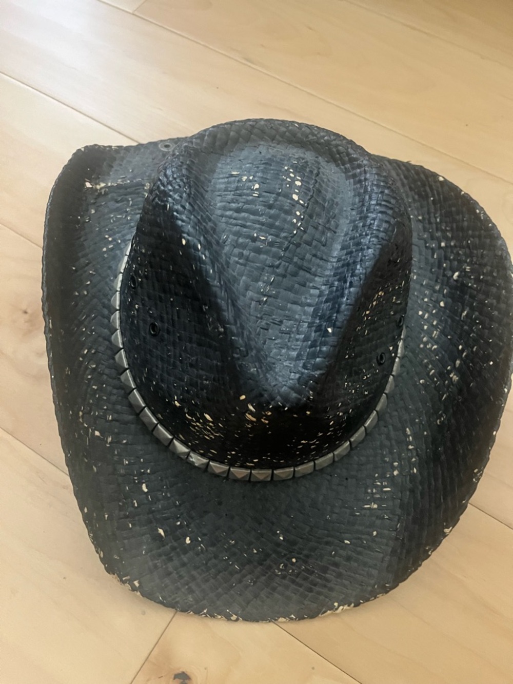 Peter Grimm Black Studded Straw Cowboy Hat